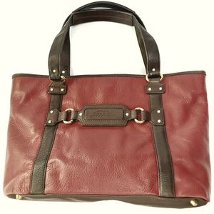 Stone Mountain Leather Medium Tote in Deep Wine Red w/ Dark Brown Trim, Like New